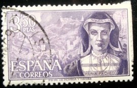 Selo postal da Espanha de 1968 María Pacheco