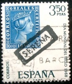 Selo postal da Espanha de 1968 World Stamp Day