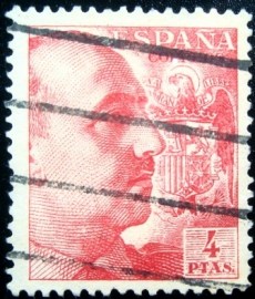 Selo postal da Espanha de 1949 General Franco (I) 4 Pta