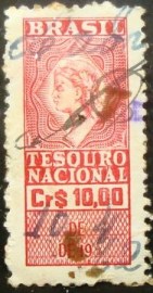 Selo fiscal emitido em 1962 pelo Thesouro Nacional - 10,00