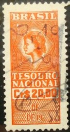 Selo fiscal emitido em 1958 pelo Thesouro Nacional - 20,00