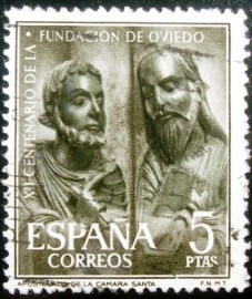 Selo postal da Espanha de 1961 Foundation of Oviedo