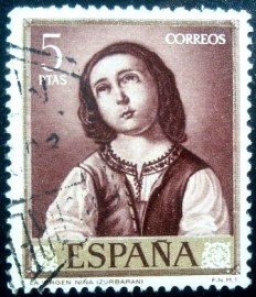 Selo postal da Espanha de 1962 The Madonna as a child