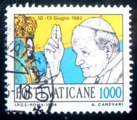 Selo postal do Vaticano de 1984 World journeys Pope Johannes Paulus II 1000
