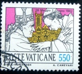 Selo postal do Vaticano de 1984 World journeys Pope Johannes Paulus II 550