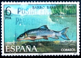 Selo postal da Espanha de 1977 Barbel