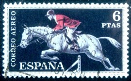 Selo postal da Espanha de 1960 Horse Jumping
