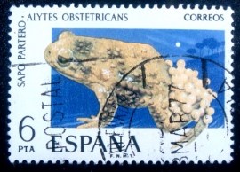 Selo postal da Espanha de 1975 Common Midwife Toad