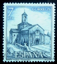 Selo postal da Espanha de 1975 Church of Santa Maria