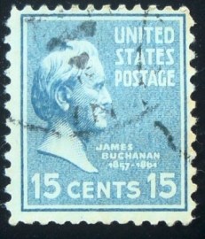 Selo postal dos Estados Unidos de 1938 James Buchanan