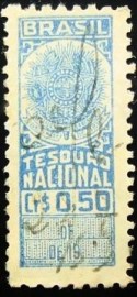 Selo fiscal Tesouro Nacional - 0,50 U azul