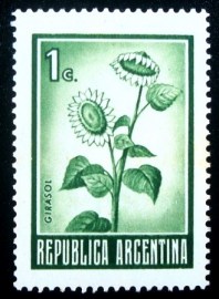 Selo postal da Argentina de 1972 Sunflower 1