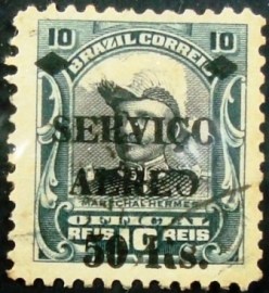 Selo postal do Brasil de 1927 Marechal Hermes da Fonseca 50/10 U