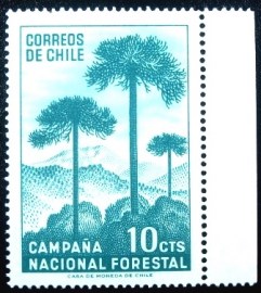 Selo postal do Chile de 1967 Araucária