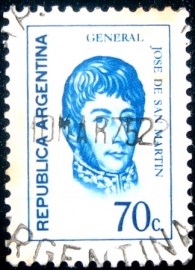 Selo postal da Argentina de 1973 San Martín 70c