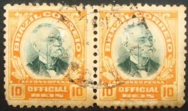 Par de selos Oficiais de 1906 Afonso Penna 10rs