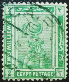 Selo postal do Egito de 1914 Cleopatra