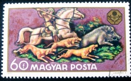 Selo postal da Hungria de 1971 Wild Boar