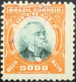 Selo postal oficial de 1906 Afonso Penna 5000 rs