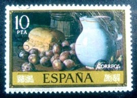 Selo postal da Espanha de 1976 Bread plums and jug