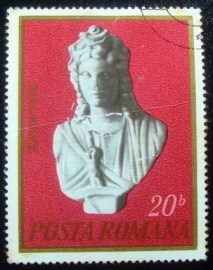 Selo postal da Romênia de 1974 Bust of Goddess Isis