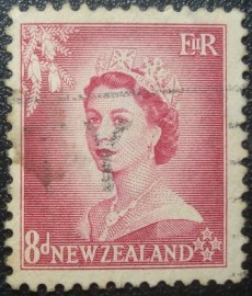 Selo postal definitivo da Australia de 1954 - Queen Elizabeth II Eight Penny