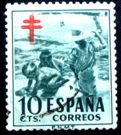 Selo postal da Espanha de 1951 Children
