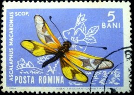 Selo postal da Romênia de 1964 Greek Owl Moth