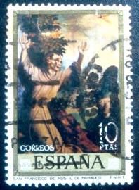 Selo postal da Espanha de 1970 St. Francis of Assisi