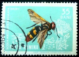 Selo postal da Romênia de 1964 Mammoth Wasp