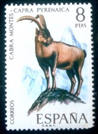 Selo postal da Espanha de 1971 Iberian Ibex