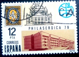 Selo postal da Espanha de 1979 Int. Stampexhibition PHILASERDICA