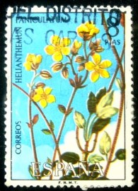 Selo postal da Espanha de 1974 Helianthemum Paniculatum