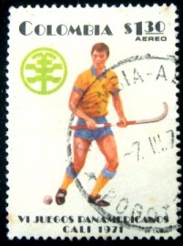 Selo postal da Colômbia de 1971 Hockey