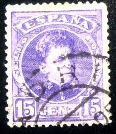 Selo postal da Espanha de 1905 King Alfonso XIII 15c