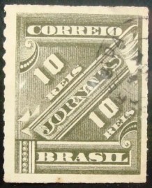 Selo postal para Jornal emitido pelo Brasil em 1889 - J 10 U