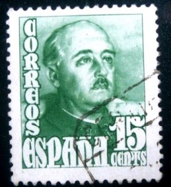 Selo postal da Espanha de 1948 General Franco 15c