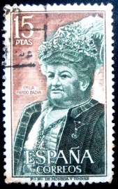 Selo postal da Espanha de 1972 Emilia Pardo Bazán
