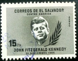 Selo postal de El Salvador de 1964 John F. Kennedy 15