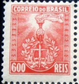 Selo Postal do Brasil de 1932 Símbolo da Constituição 600