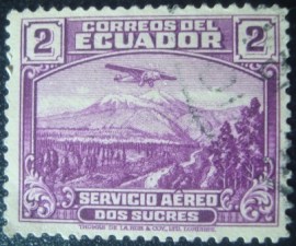 Selo postal do Equador de 1939 Plane over the Chimborazo