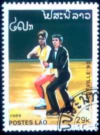 Selo postal do Laos de 1989 Figure skating (pair)