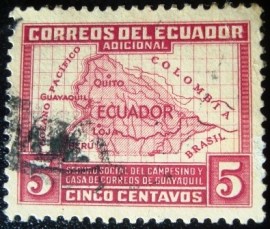 Selo postal do Equador de 1938 Map of Ecuador 5