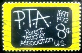 Selo postal dos Estados Unidos de 1972 Blackboard with P.T.A.