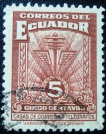 Selo postal do Equador de 1940 Simbólico das Comunicações 5