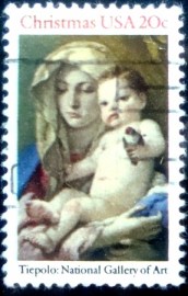 Selo postal dos Estados Unidos de 1982 Madonna and Child by Tiepolo