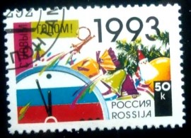 Selo postal da Rússia de 1992 Happy New Year! 1993