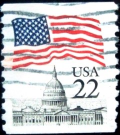 Selo postal dos Estados Unidos de 1985 Flag over Capitol