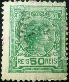 Selo postal do Brasil de 1918 Alegoria República 50  - 164 U