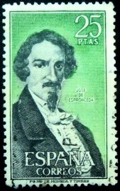Selo postal da Espanha de 1972 José de Espronceda